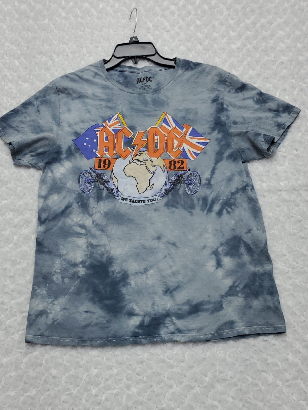 AC/DC Tie-Dye Graphic Tee in Blue and Orange